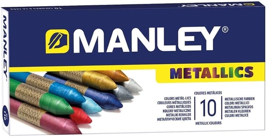  Estuche 10 ceras manley blandas colores metalizados 