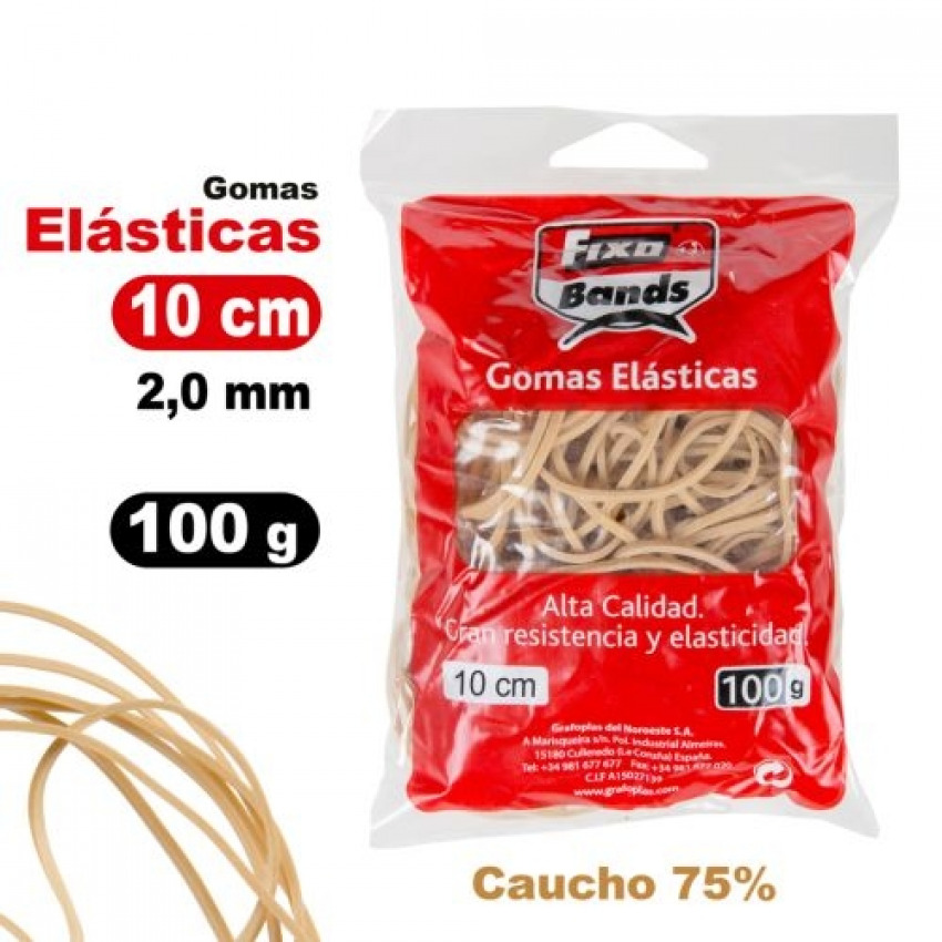 BOLSA 100G GOMAS ELASTICAS Nº10 2MMX10CM FIXO