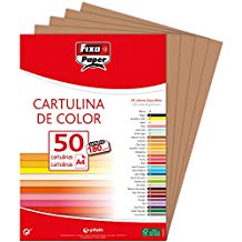  PAQ/50 CARTULINAS FIXO A4 180G. MARRON CANELA 