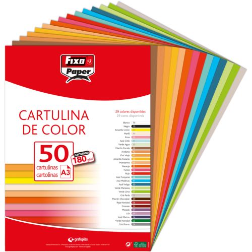 PAQ/50 CARTULINAS FIXO A3 180G. MARRON CANELA