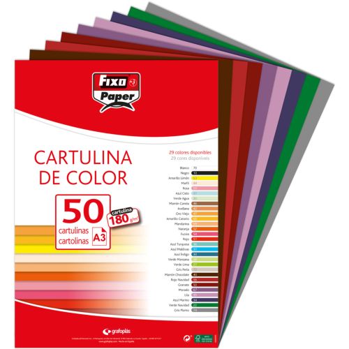  PAQ/50 CARTULINAS FIXO A3 180G. VERDE NADIDAD 