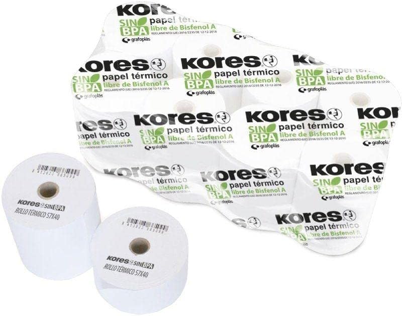  PACK 10 ROLLOS PAPEL ELECTRA 44X70X12MM KORES 