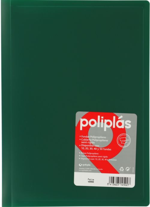 CARPETA Fº 40 FUNDAS SOLDADAS OPACAS VERDE POLIPLAS