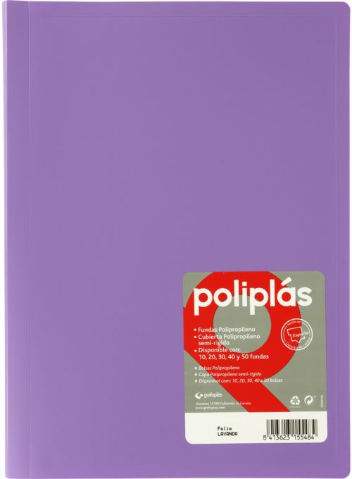 CARPETA Fº 40 FUNDAS SOLDADAS OPACAS LAVANDA POLIPLAS