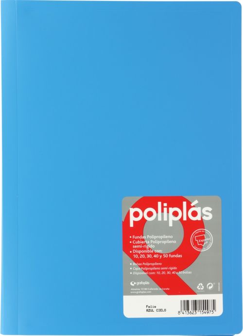 CARPETA Fº 50 FUNDAS SOLDADAS OPACAS AZUL POLIPLAS