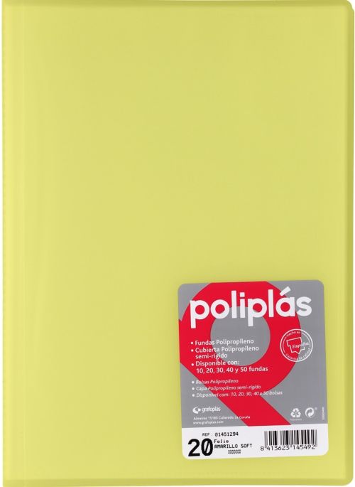 CARPETA Fº 50 FUNDAS SOLDADAS TRANSLUCIDAS AMARILLO SOFT