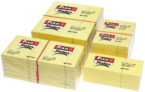 PACK 12 TACOS NOTAS ADHESIVAS 76X76MM FIXO AMARILLO