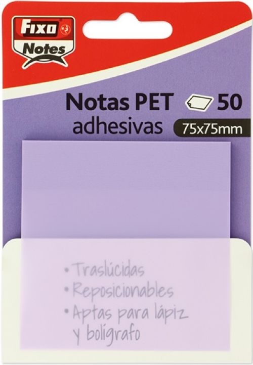 BLOC 50 NOTAS ADHESIVAS TRANSLUCIDAS 75X75 LAVANDA