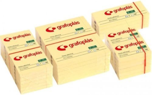 Pack 12 bloc notas adhesivas 40x50mm amarillas grafoplas