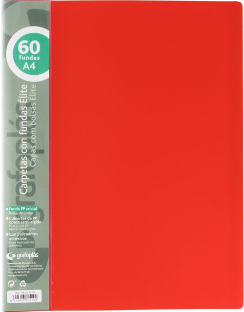 Carpeta 60 fundas elite a4 opaco color rojo polipropileno