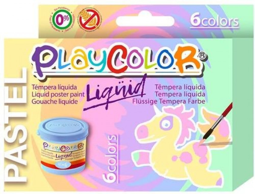  Estuche 6 tempera liquida playcolor 40ml colores pastel 
