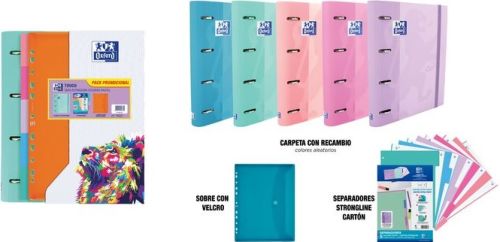 Pack carpebloc touch a4 4a 35mm + recambio + separador + sobre broche fucsia pastel