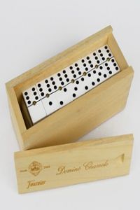 Domino chamelo celuloide caja madera