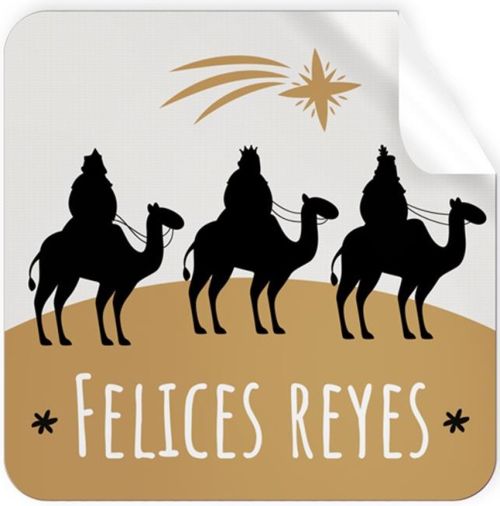 ROLLO 250 ETIQUETAS CUADRADA REYES MAGOS NAVIDAD