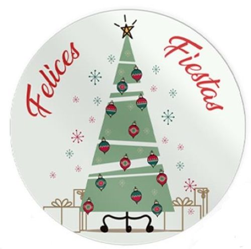  ROLLO 250 ETIQUETAS REDONDA FELICES FIESTAS NAVIDAD 
