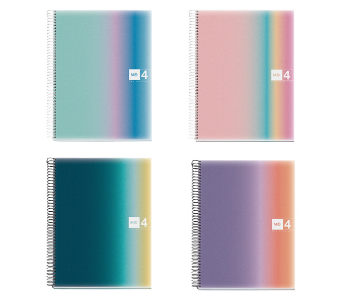 Paq/4 cuaderno esprial notebook4 a4 120h 90 cuad.5x5 serie Aurora