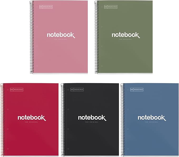 Paq/5 cuaderno espiral notebook1 a4 80h 90g cuad.5x5 emotions colores intensos