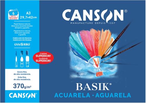  Minipack 6 laminas basik a3 acuarela y tempera 370g 