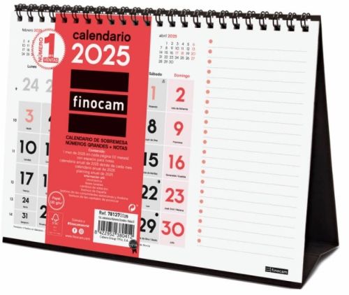 CALENDARIO SOBREMESA 2025 NUM GRANDES + NOTAS S