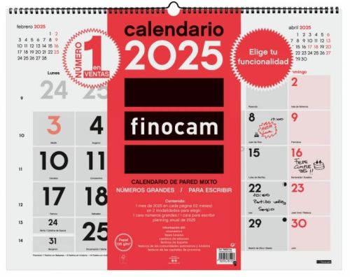 CALENDARIO DE PARED 2025 MIXTO XL