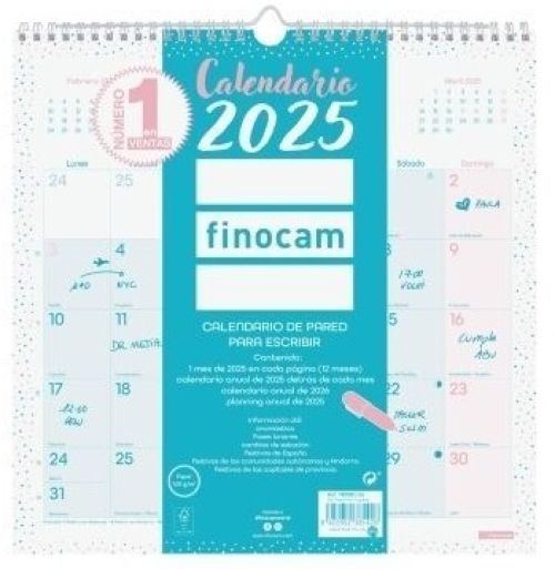 CALENDARIO PARED 2025 CHIC ES 30X30 TURQUESA