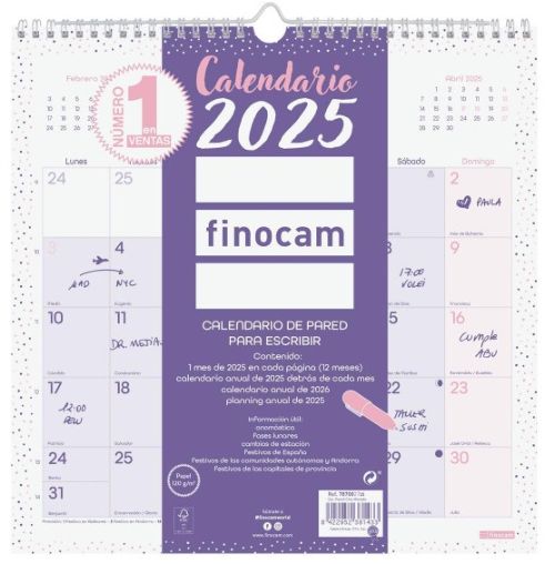 CALENDARIO PARED 2025 CHIC ESCRIBIR 30X30 MORADO