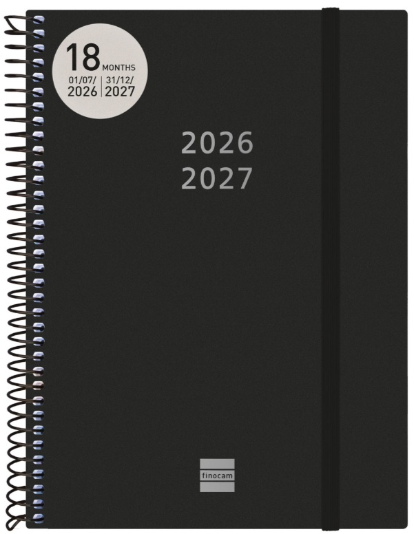  AGENDA ESCOLAR 26-27 E10 2DP 18M NEGRO ESPIRAL 