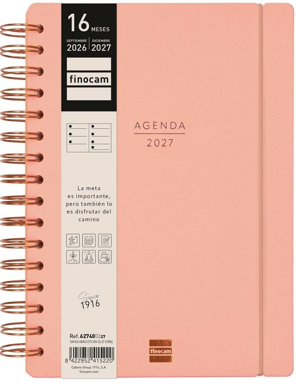 AGENDA ESCOLAR 26-27 E10 SVH 16M CORAL ESPIRAL 