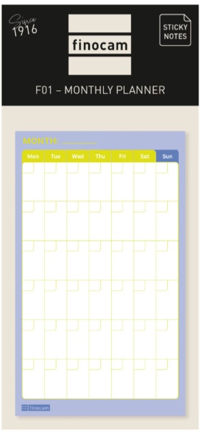  STICKY PLANNER MTHLY F01 