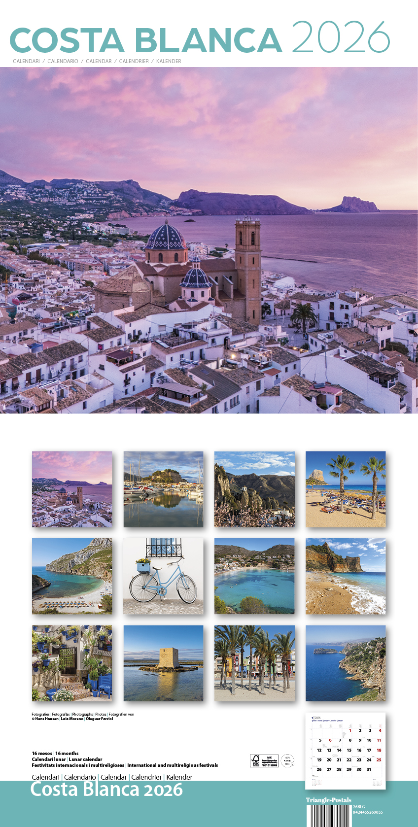  Cal. 2026 Pared (30x30 cm) Costa Blanca 