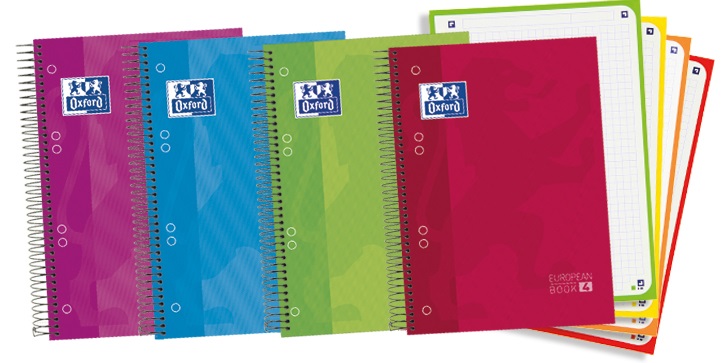  Paq/5 cuaderno espiral a5+ 120h 90g. cuadrícula 5x5 ebook5 classic microperforado colores surtidos 