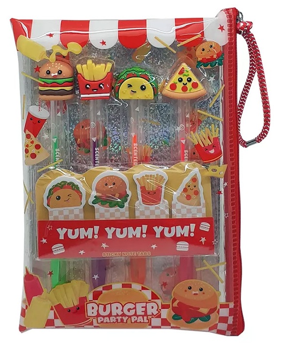  SET DE 4 BOLIGRAFOS DE GEL BURGUER PARTY PAL 