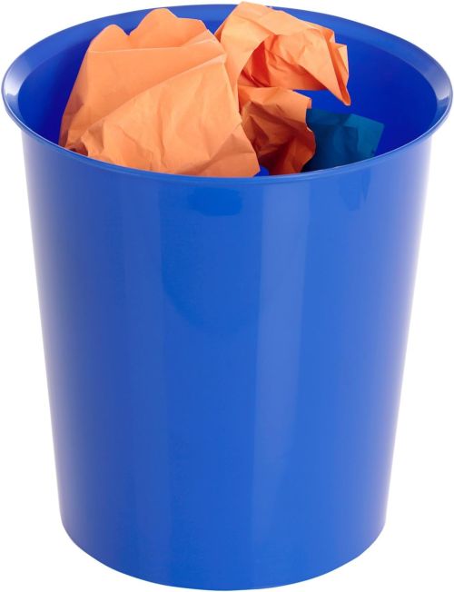 Papelera plastico color azul 18l