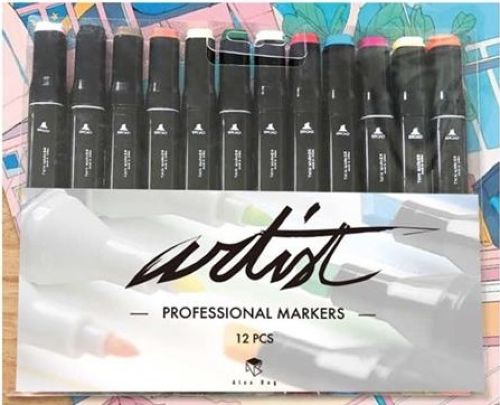 Estuche 12 rotuladores professional makers doble punta colores pastel