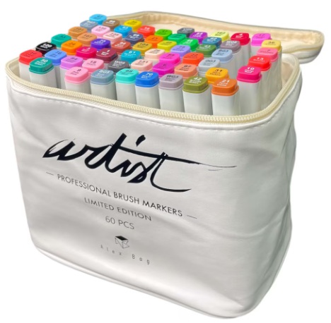  Estuche 60 rotuladores professional brush doble punta 