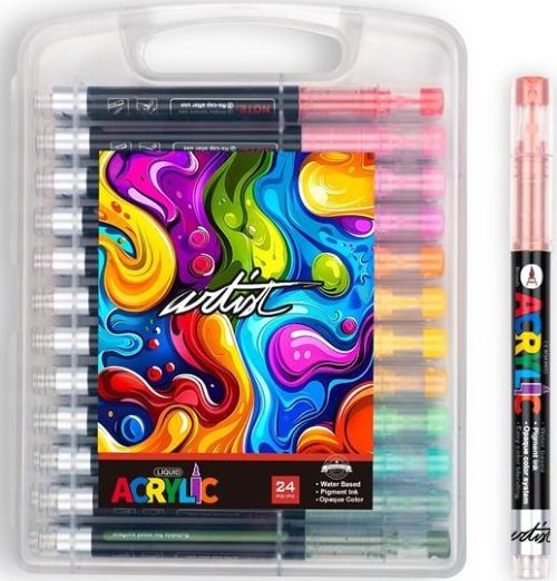 Estuche plástico 24 rotuladores acrilicos real brush colores surtidos