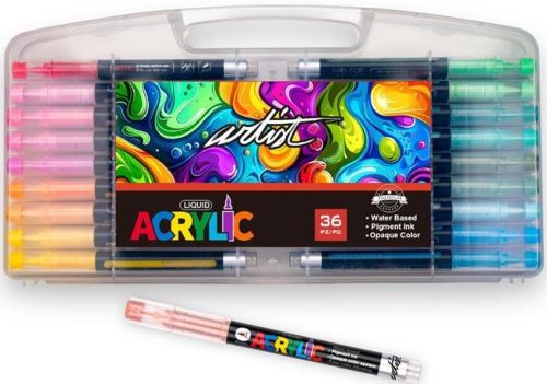  Estuche plástico 36 rotuladores acrilicos real brush colores surtidos 