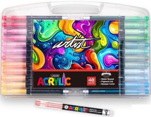 Estuche plástico 48 rotuladores acrilicos real brush colores surtidos