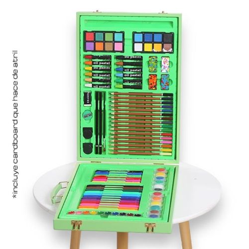 Maleta art studio artist con 100 piezas color verde