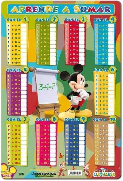 LAMINA EDUCATIVA APRENDE A SUMAR MICKEY