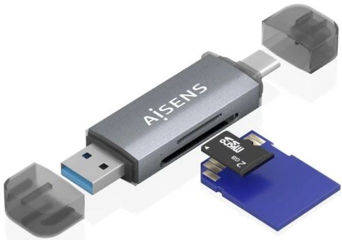 LECTOR DE TARJETAS EXTERNO AISENS ASCR-2AC08-GR/ USB 3.1