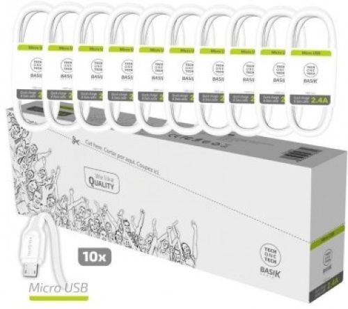 PACK AHORRO 10 CABLES BASIK MICRO-USB BLANCO