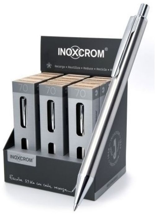 Exp 12 boligrafo cromo inox70 con estuche