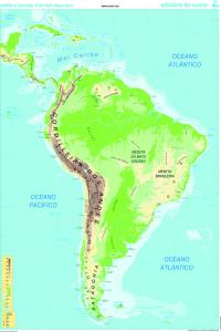 Mapa Mural América Central-Sur (físico/político) galego 1285x915mm