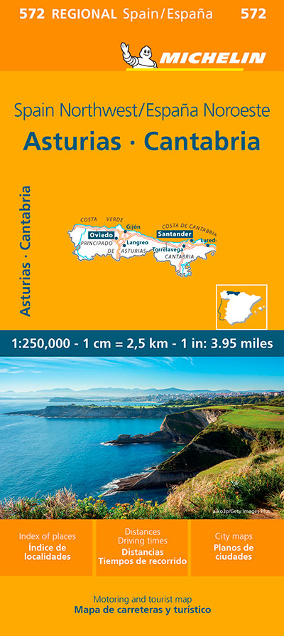 España noroeste - Asturias Cantabria Mapa regional 572 (2024)