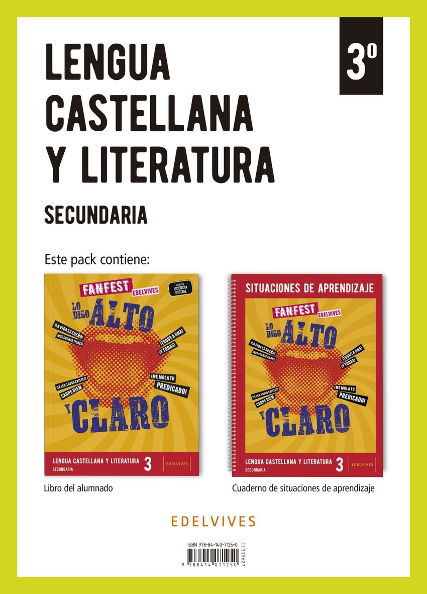  Proyecto: FanFest - Lengua Castellana y Literatura 3 Secundaria. Libro del alumnado + Cuaderno 