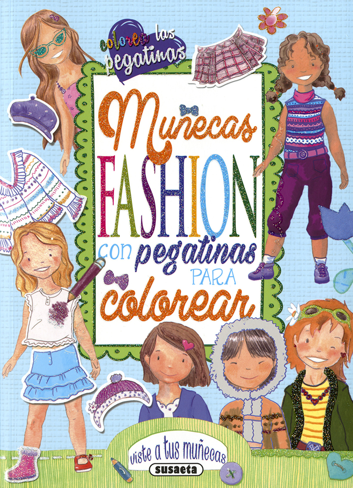 MUÑECAS FASHION CON PEGATINAS PARA COLOREAR