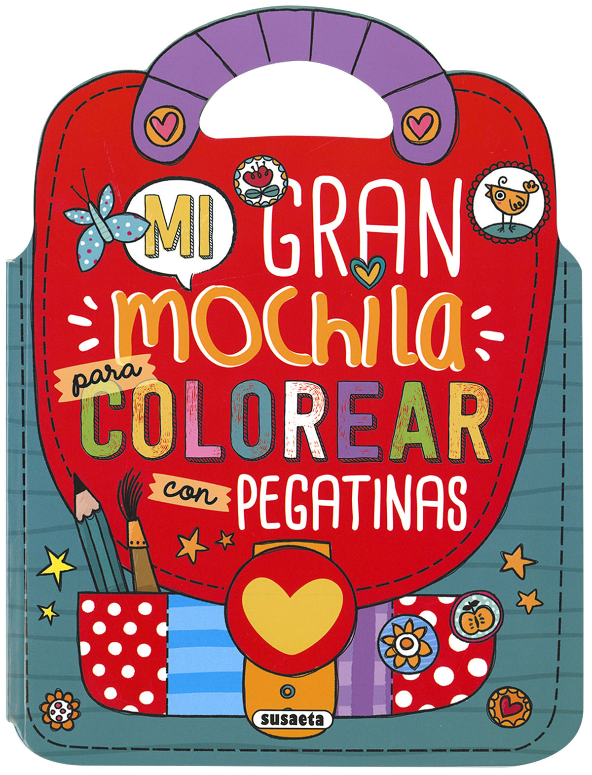 MI GRAN MOCHILA PARA COLOREAR CON PEGATINAS