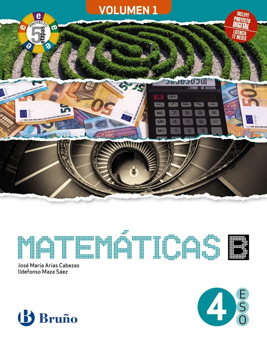  Matemáticas 4 B ESO 3 volúmenes Proyecto 5 etapas 