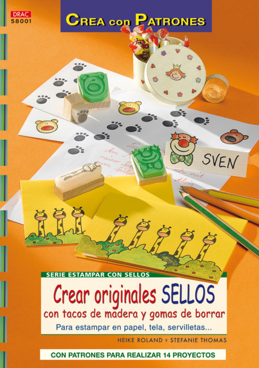 Serie estampar con selllos nº 1. CREAR ORIGINALES SELLOS CON TACOS DE MADERA Y GOMAS DE BORRAR